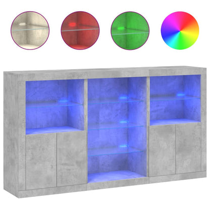 vidaXL Sideboard with LED Lights Concrete Grey 181,5x37x100 cm