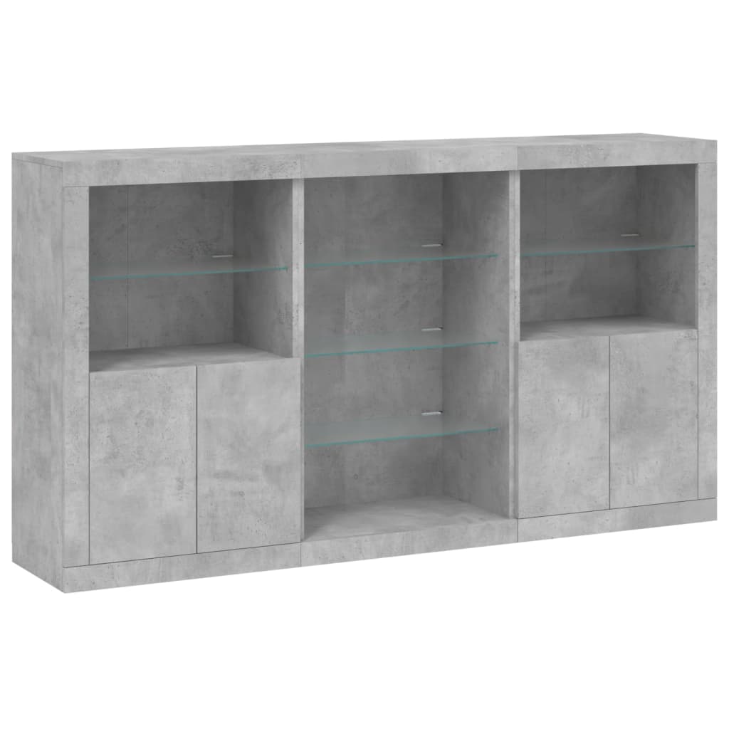 vidaXL Sideboard with LED Lights Concrete Grey 181,5x37x100 cm