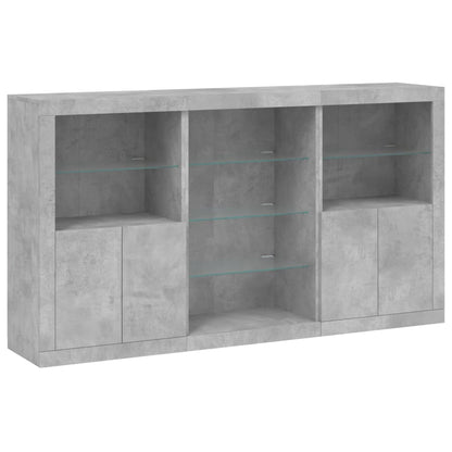vidaXL Sideboard with LED Lights Concrete Grey 181,5x37x100 cm