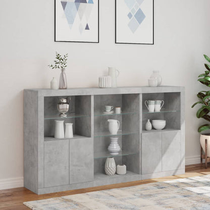 vidaXL Sideboard with LED Lights Concrete Grey 181,5x37x100 cm