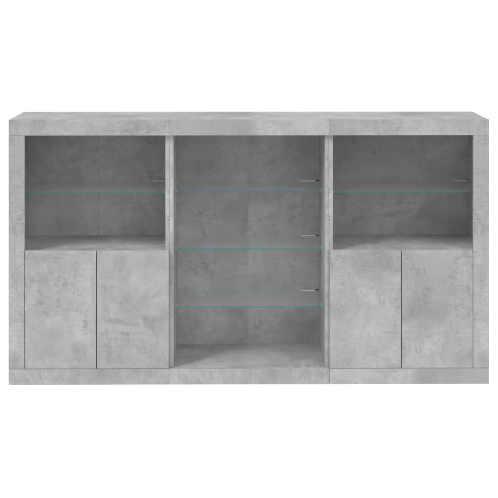 vidaXL Sideboard with LED Lights Concrete Grey 181,5x37x100 cm