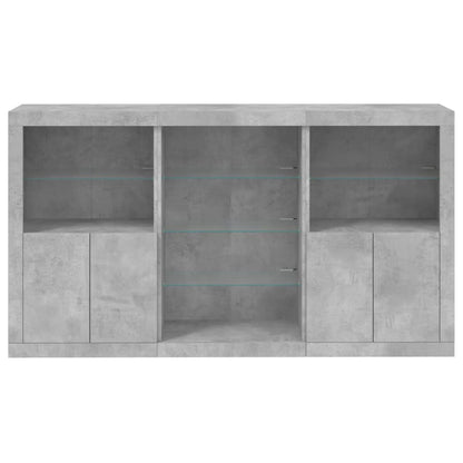 vidaXL Sideboard with LED Lights Concrete Grey 181,5x37x100 cm