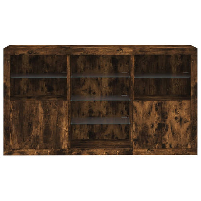 vidaXL Sideboard with LED Lights Smoked Oak 181.5x37x100 cm