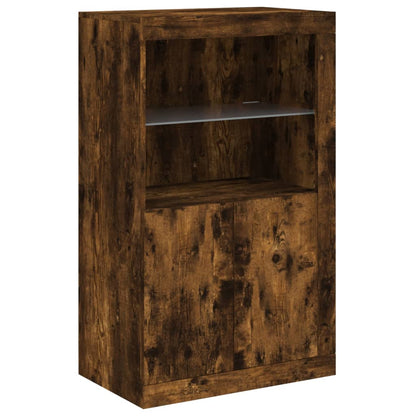 vidaXL Sideboard with LED Lights Smoked Oak 181,5x37x100 cm
