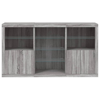 vidaXL Sideboard with LED Lights Grey Sonoma 181.5x37x100 cm