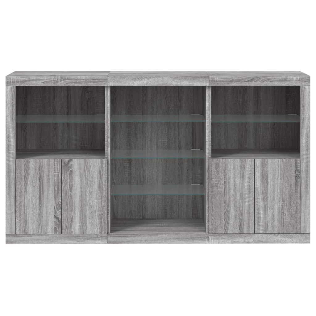 vidaXL Sideboard with LED Lights Grey Sonoma 181,5x37x100 cm