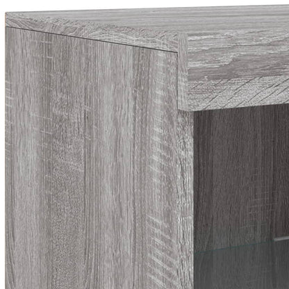 vidaXL Sideboard with LED Lights Grey Sonoma 181.5x37x100 cm