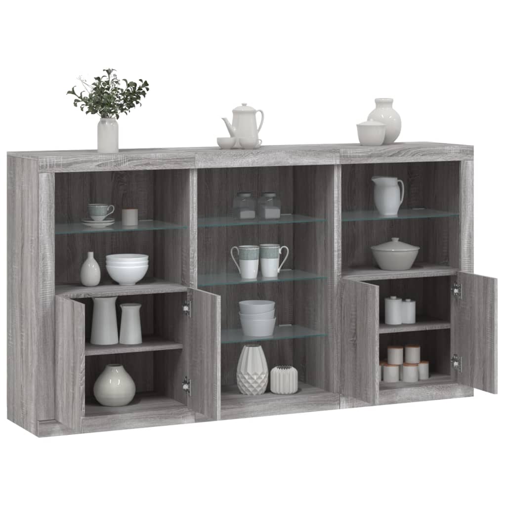 vidaXL Sideboard with LED Lights Grey Sonoma 181,5x37x100 cm