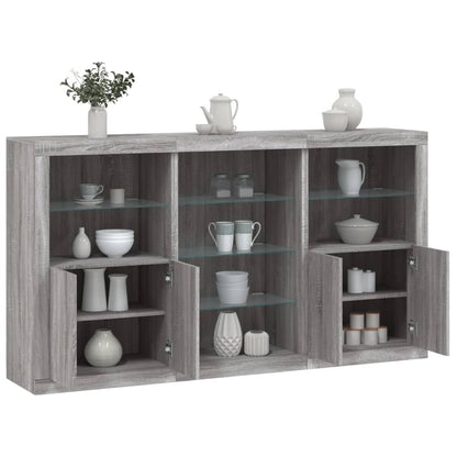 vidaXL Sideboard with LED Lights Grey Sonoma 181,5x37x100 cm