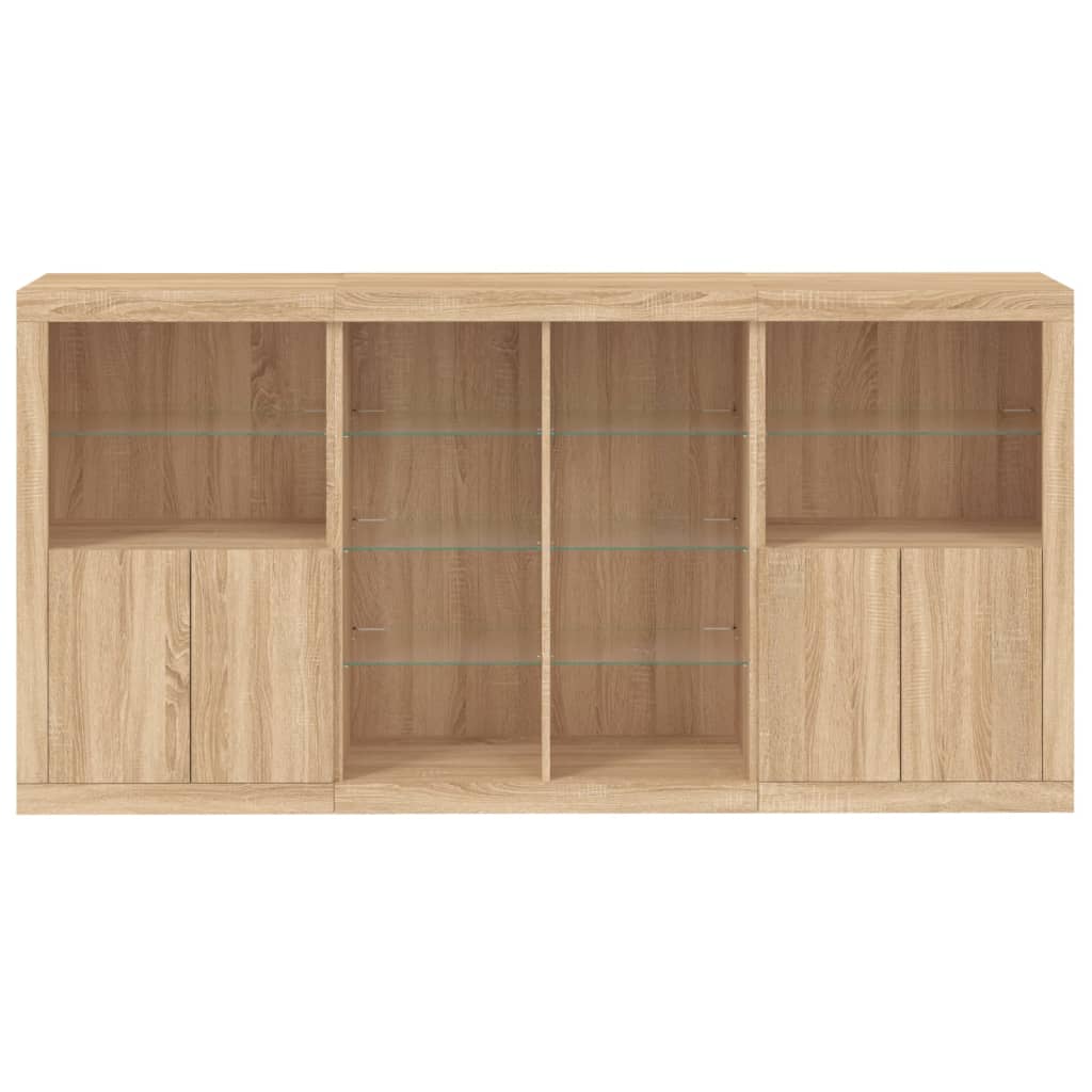 vidaXL Sideboard with LED Lights Sonoma Oak 202x37x100 cm