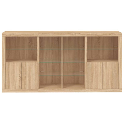 vidaXL Sideboard with LED Lights Sonoma Oak 202x37x100 cm