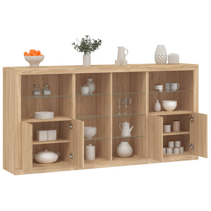 vidaXL Sideboard with LED Lights Sonoma Oak 202x37x100 cm