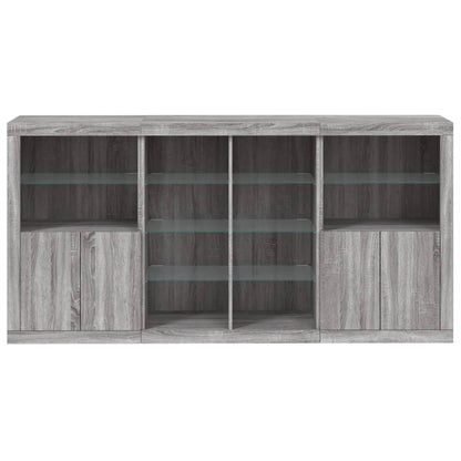 vidaXL Sideboard with LED Lights Grey Sonoma 202x37x100 cm