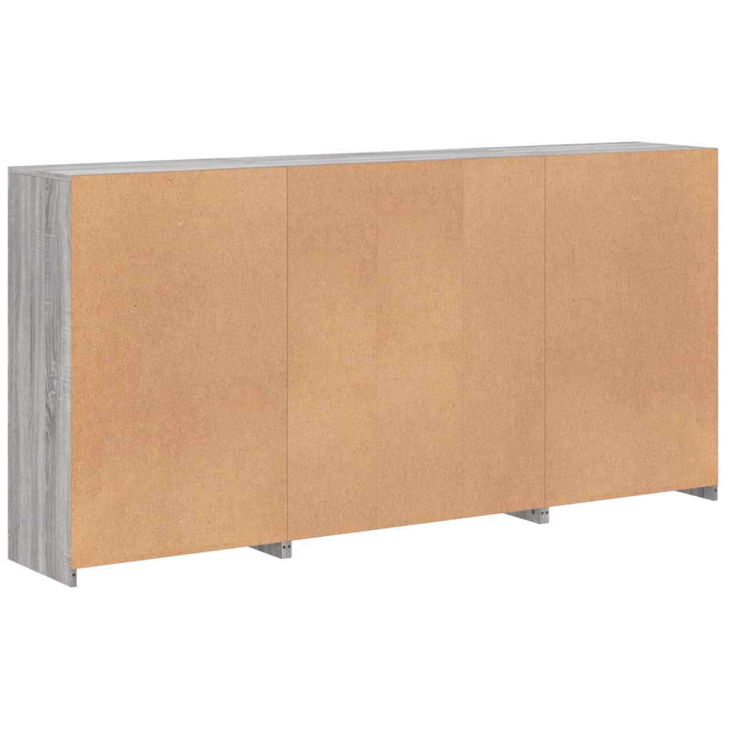 vidaXL Sideboard with LED Lights Grey Sonoma 202x37x100 cm