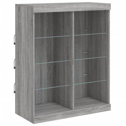 vidaXL Sideboard with LED Lights Grey Sonoma 202x37x100 cm