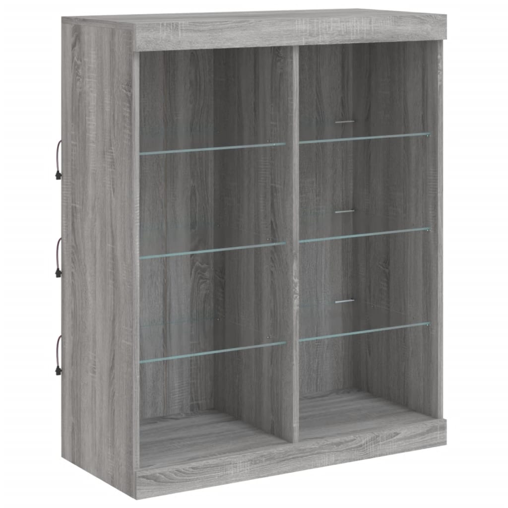vidaXL Sideboard with LED Lights Grey Sonoma 202x37x100 cm
