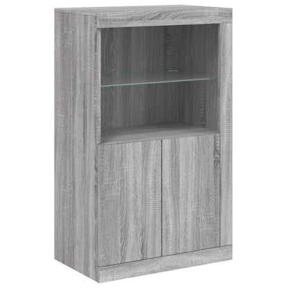 vidaXL Sideboard with LED Lights Grey Sonoma 202x37x100 cm
