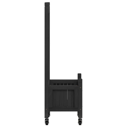 vidaXL Planter with Trellis and Wheels Black Solid Wood Fir