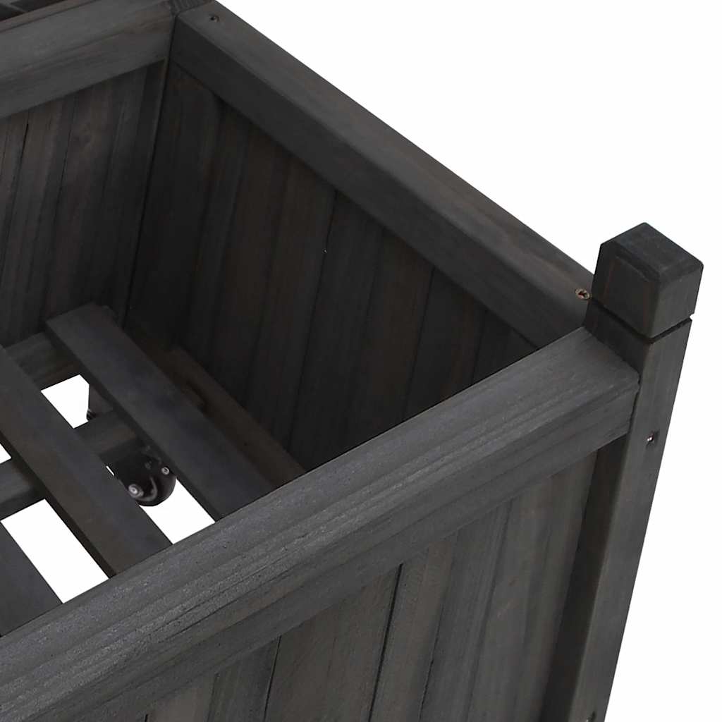 vidaXL Planter with Trellis and Wheels Black Solid Wood Fir
