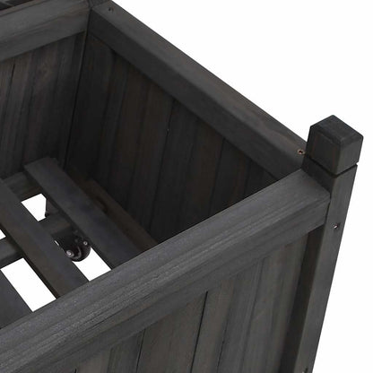 vidaXL Planter with Trellis and Wheels Black Solid Wood Fir