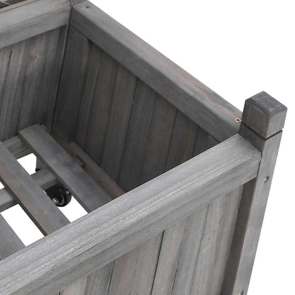 vidaXL Planter with Trellis and Wheels Grey Solid Wood Fir