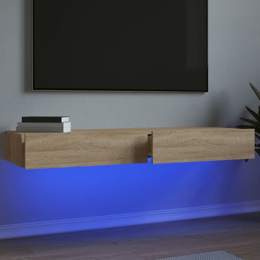 vidaXL 2 Piece TV Cabinet Set with LED Lights Sonoma Oak 60x35x15,5 cm