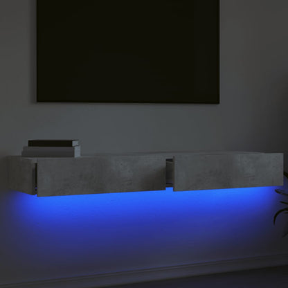 vidaXL 2 Piece TV Cabinet Set with LED Lights Concrete Grey 60x35x15,5 cm