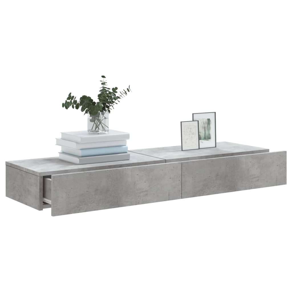 vidaXL 2 Piece TV Cabinet Set with LED Lights Concrete Grey 60x35x15,5 cm