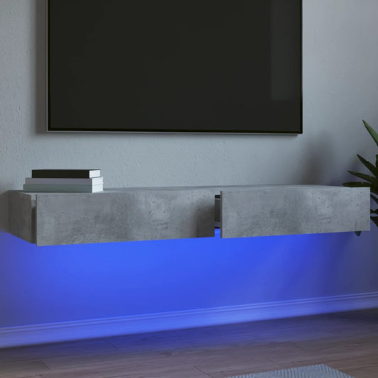 vidaXL 2 Piece TV Cabinet Set with LED Lights Concrete Grey 60x35x15,5 cm