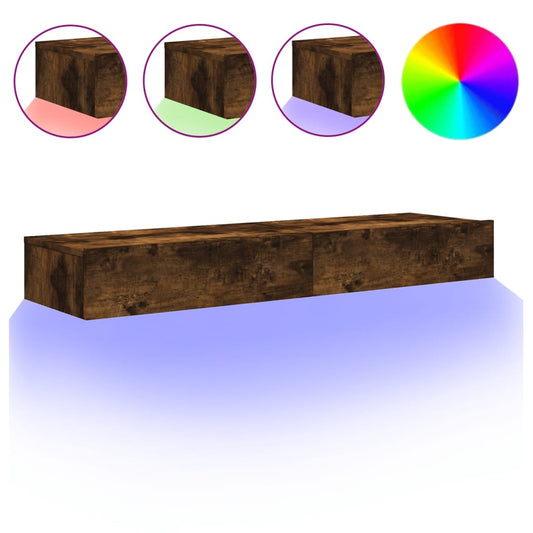 vidaXL 2 Piece TV Cabinet Set with LED Lights Smoked Oak 60x35x15,5 cm