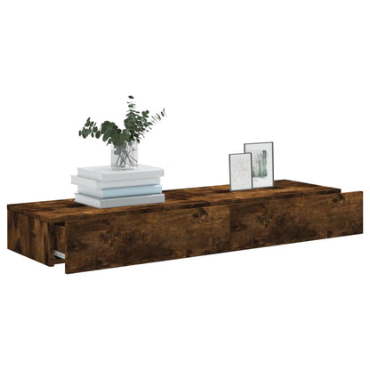 vidaXL 2 Piece TV Cabinet Set with LED Lights Smoked Oak 60x35x15,5 cm