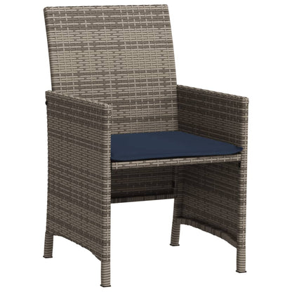 vidaXL 3 Piece Bistro Set with Cushions Grey Poly Rattan