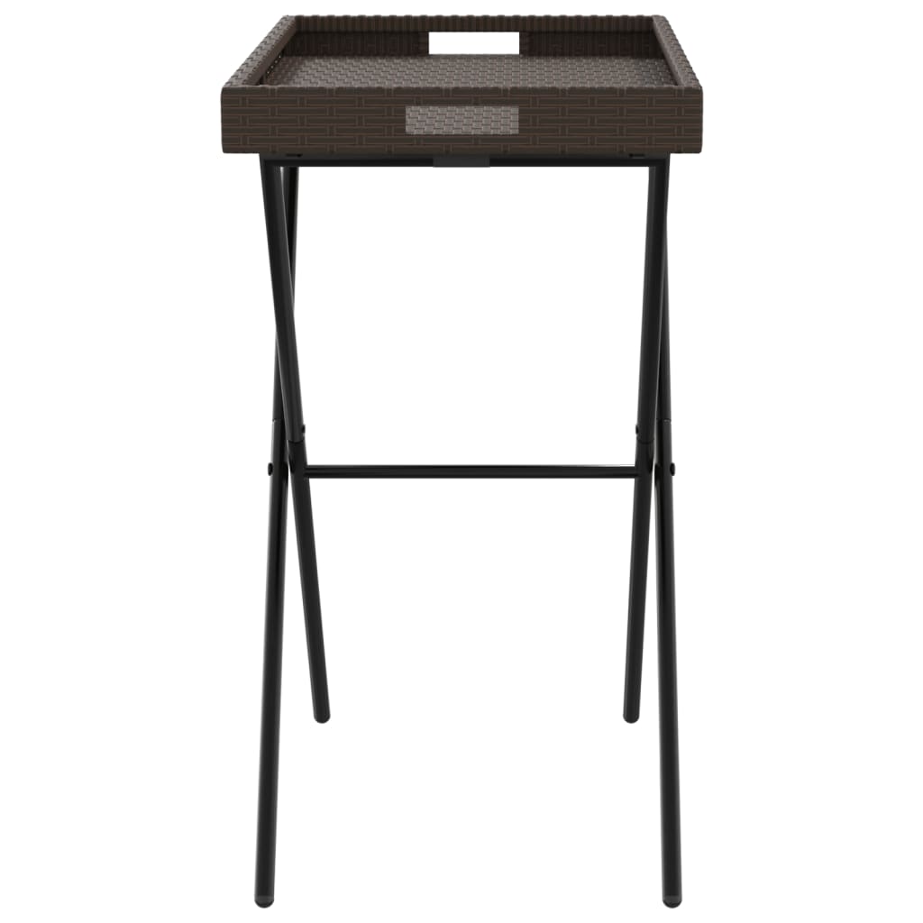 vidaXL Folding Tray Table Brown 65x40x75 cm Poly Rattan