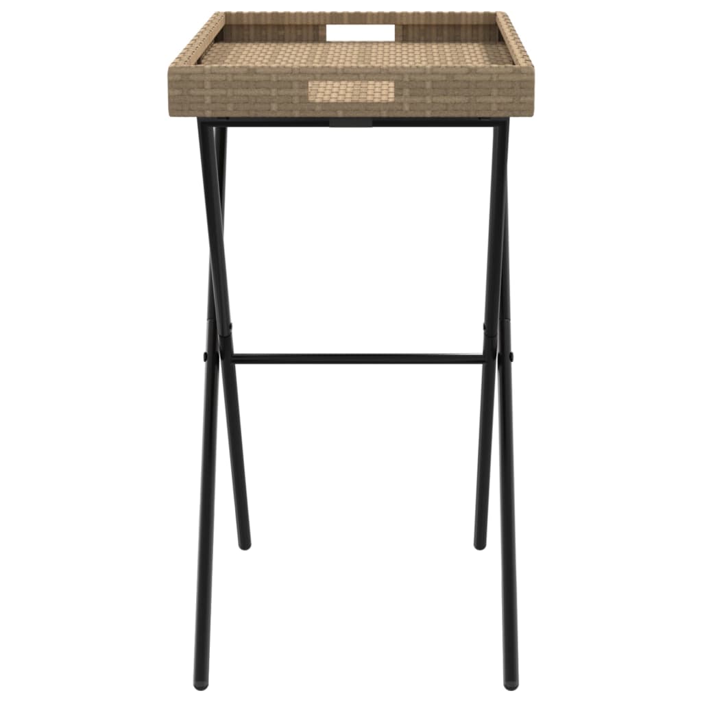 vidaXL Folding Tray Table Beige 65x40x75 cm Poly Rattan