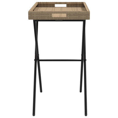 vidaXL Folding Tray Table Beige 65x40x75 cm Poly Rattan