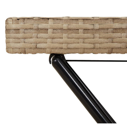 vidaXL Folding Tray Table Beige 65x40x75 cm Poly Rattan