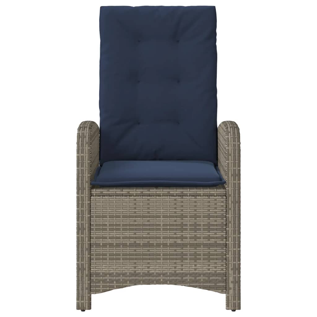 vidaXL 3 Piece Bistro Set with Cushions Grey Poly Rattan