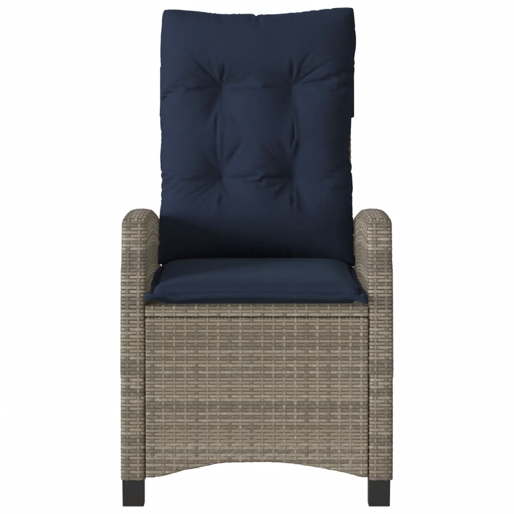 vidaXL 3 Piece Bistro Set with Cushions Grey Poly Rattan