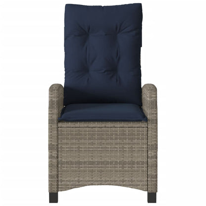 vidaXL 3 Piece Bistro Set with Cushions Grey Poly Rattan