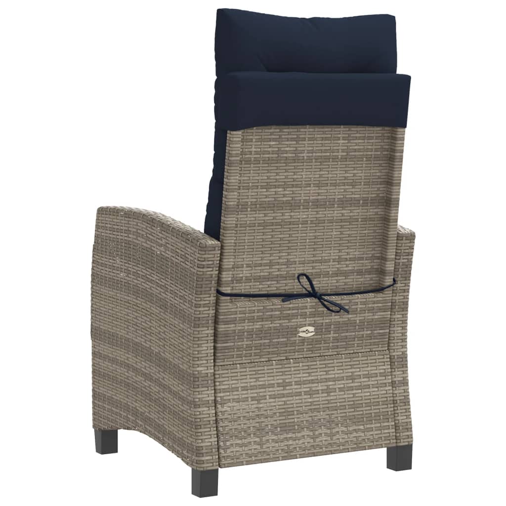 vidaXL 3 Piece Bistro Set with Cushions Grey Poly Rattan