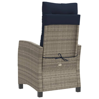 vidaXL 3 Piece Bistro Set with Cushions Grey Poly Rattan
