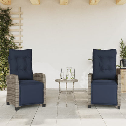 vidaXL 3 Piece Bistro Set with Cushions Grey Poly Rattan