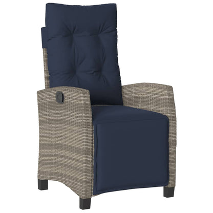 vidaXL 3 Piece Bistro Set with Cushions Grey Poly Rattan