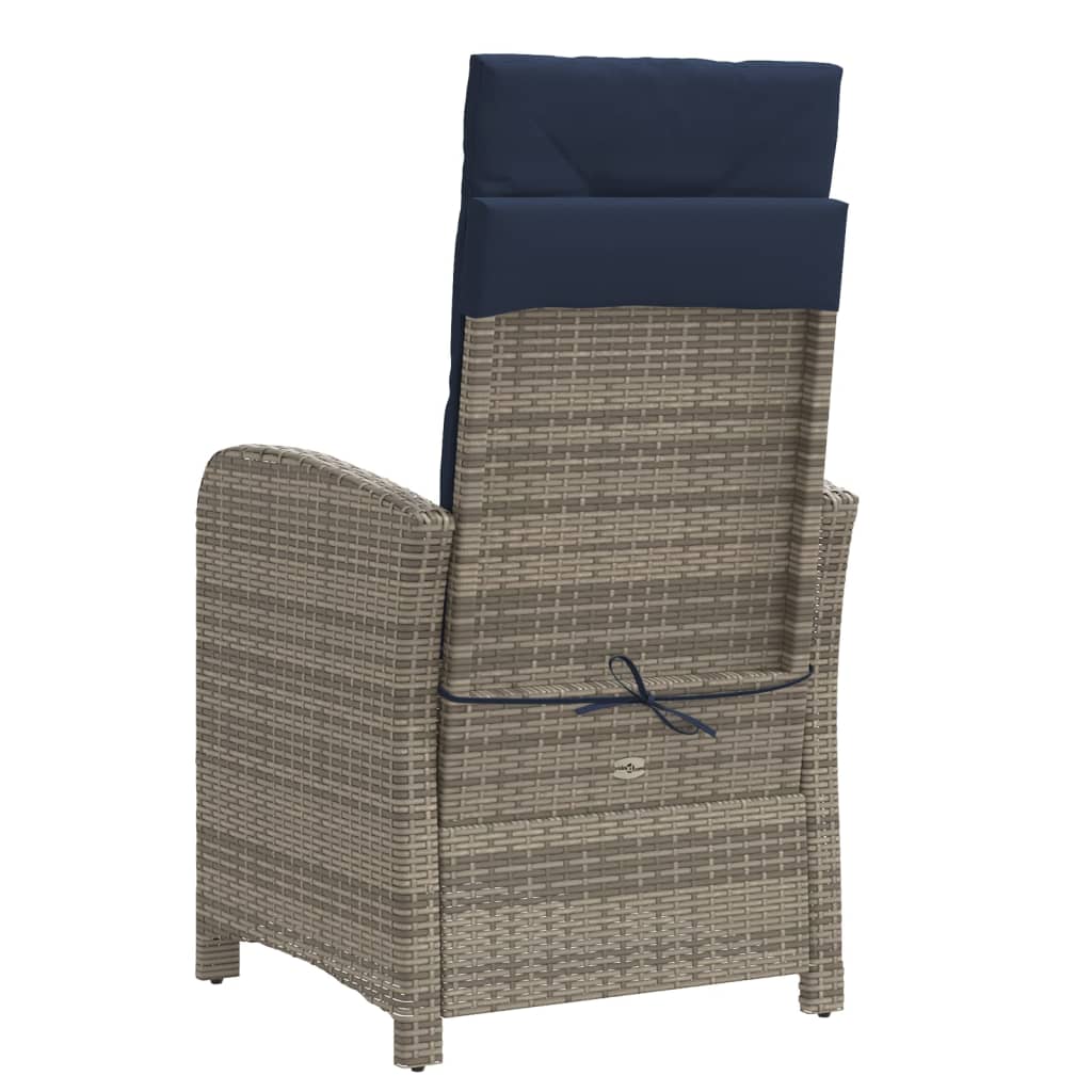 vidaXL 3 Piece Bistro Set with Cushions Grey Poly Rattan