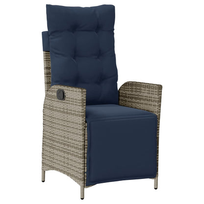 vidaXL 3 Piece Bistro Set with Cushions Grey Poly Rattan