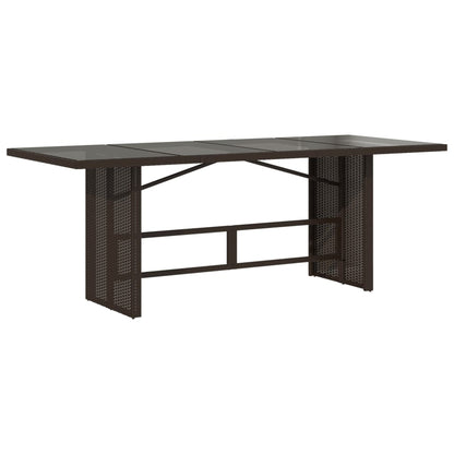 vidaXL Garden Table with Glass Top Brown 190x80x74 cm Poly Rattan