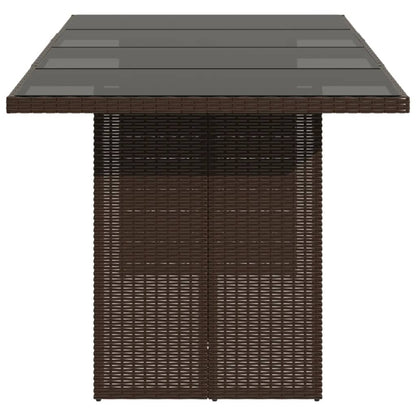 vidaXL Garden Table with Glass Top Brown 190x80x74 cm Poly Rattan