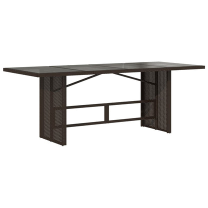 vidaXL Garden Table with Glass Top Brown 190x80x74 cm Poly Rattan