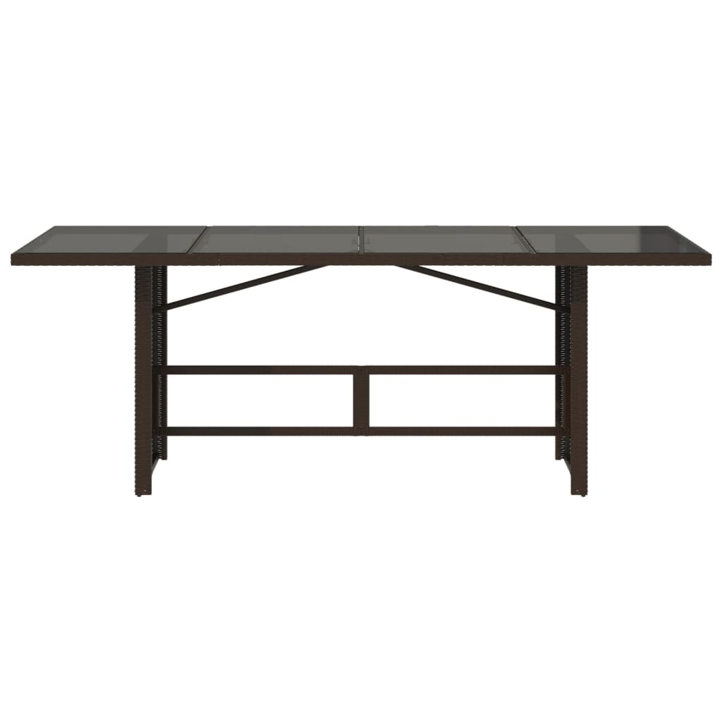 vidaXL Garden Table with Glass Top Brown 190x80x74 cm Poly Rattan