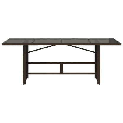 vidaXL Garden Table with Glass Top Brown 190x80x74 cm Poly Rattan